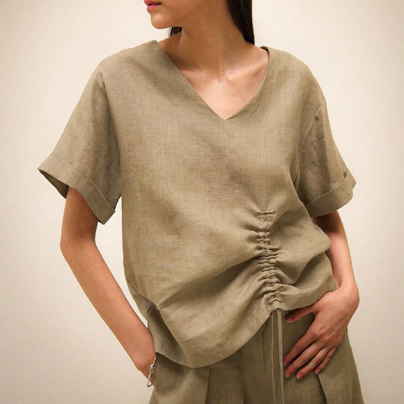 Women's Linen High-Waist Regular-Fit Shorts with Button Fly for Casual Summer Outfits