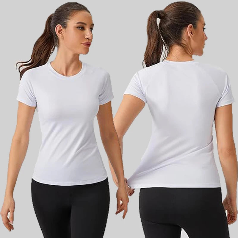 Women's Crew Neck Fitted Short Sleeve T-shirt For Workout Outfits