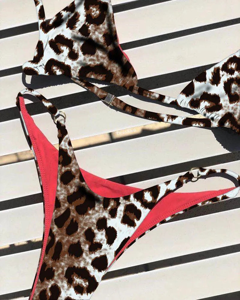 Leopard Print Strappy Bikini