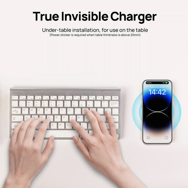Invisible Wireless Charger 30mm Under Table QI Charger Furniture Desk Wireless Charging Station for iPhone 14/13/12/11/X/8