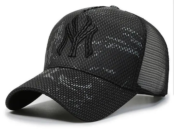 Mesh Baseball Cap with Embroidered Letter Front Design
