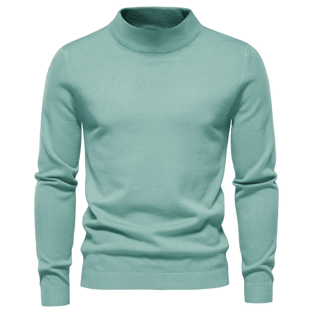 Men's Mock Neck Long Sleeve Knit Sweater