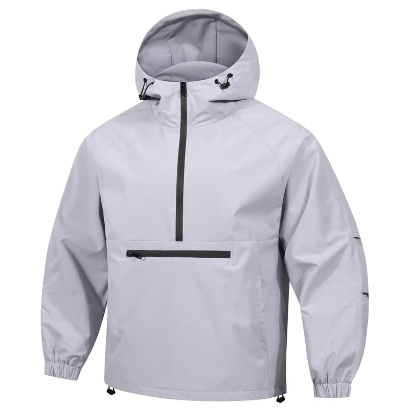 Hooded Half Zip Long Sleeve Casual Anorak Jacket
