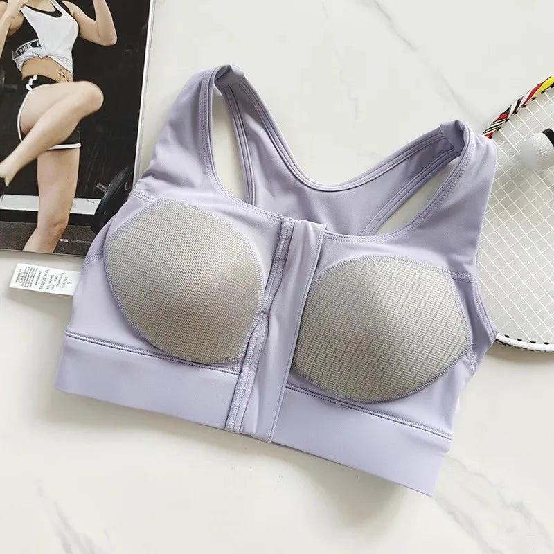 Women's Front Zip Keyhole Racerback Sports Bra