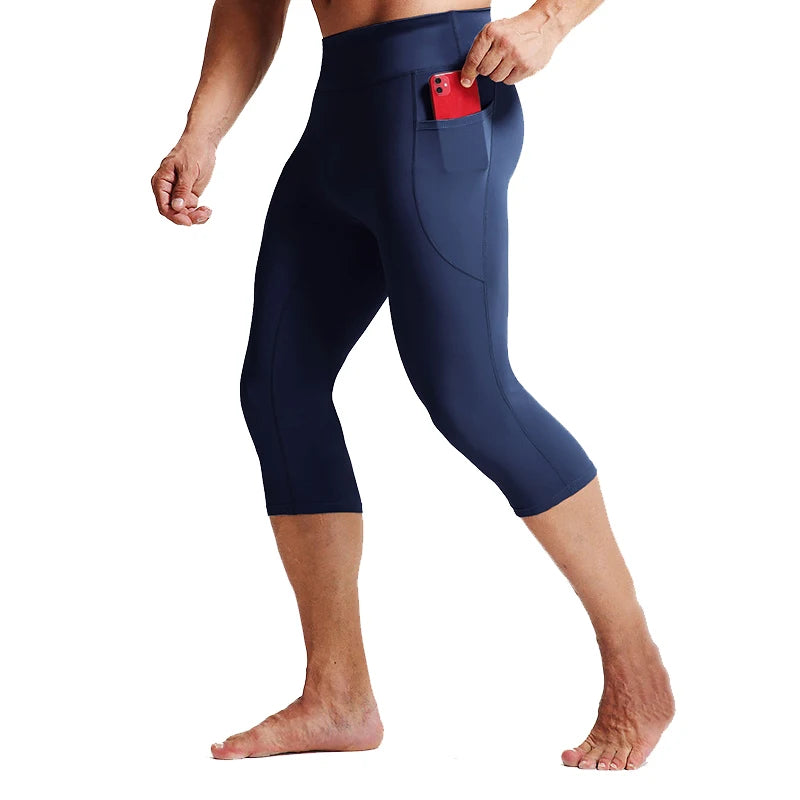 Men's Cropped Training Leggings for Gym and Running