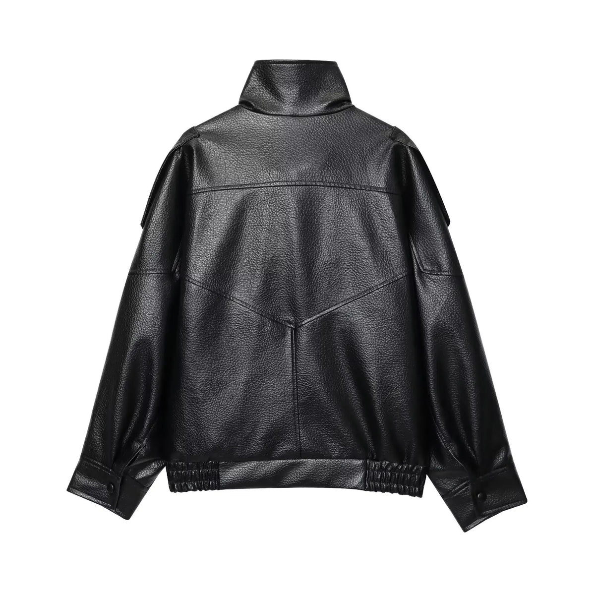 Women's Faux-Leather Stand-Collar Zip-Front Jacket