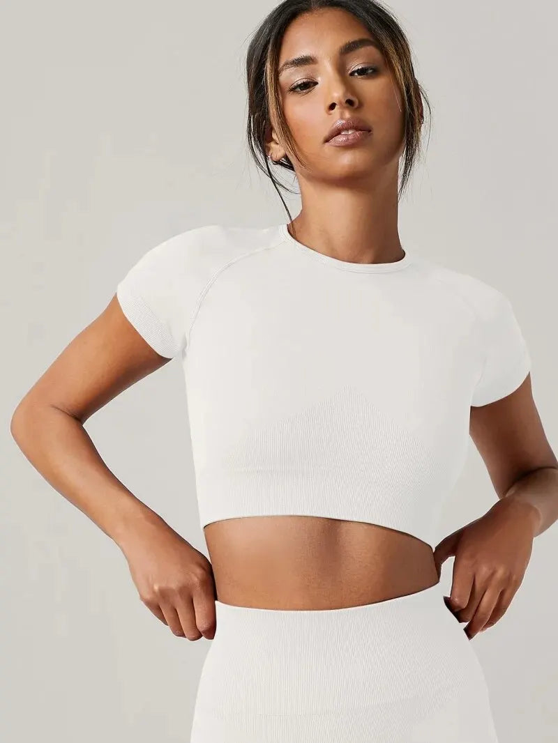 Women's Short-Sleeve Seamless Workout Crop Top