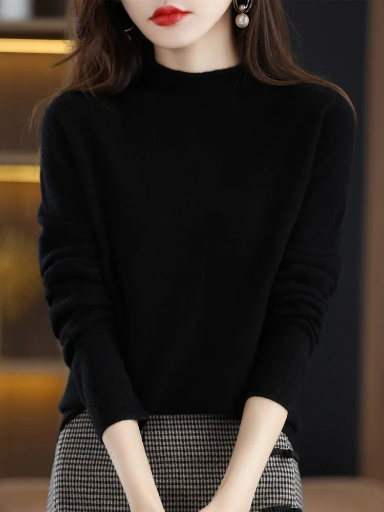 Women's Crew Neck Long Sleeve Sweater Casual Knit Layer