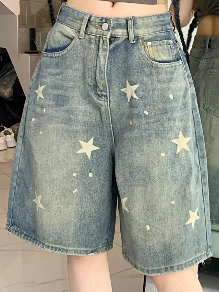 Women's Star Knee Denim Casual Denim Shorts For Everyday Outfits