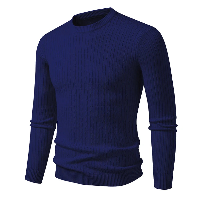 Men's Ribbed Crew Neck Long Sleeve Sweater