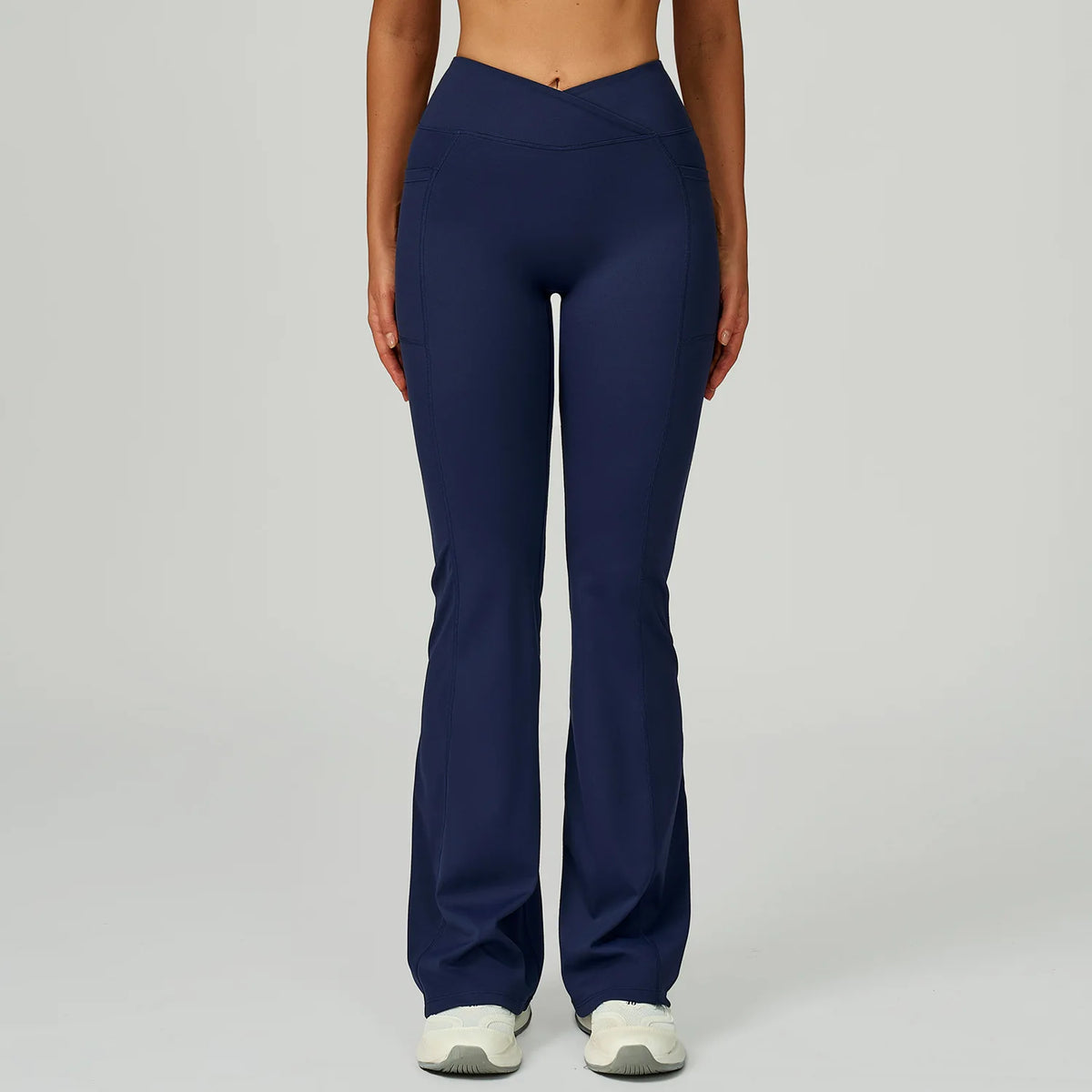 Women's High V Waist Flared Workout Pants with Side Pockets