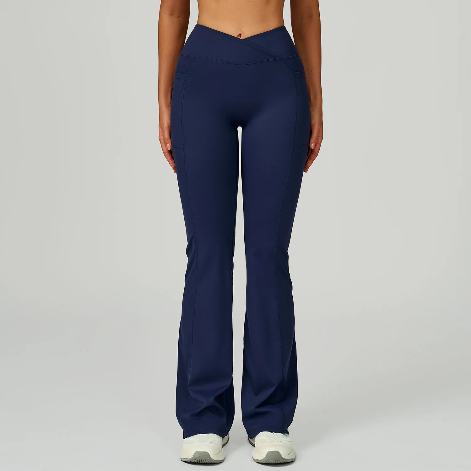 Women's High V Waist Flared Workout Pants with Side Pockets