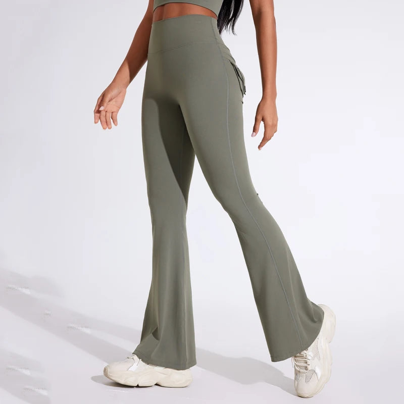 Women's Back Pocket Flared Leggings For Workout Outfits