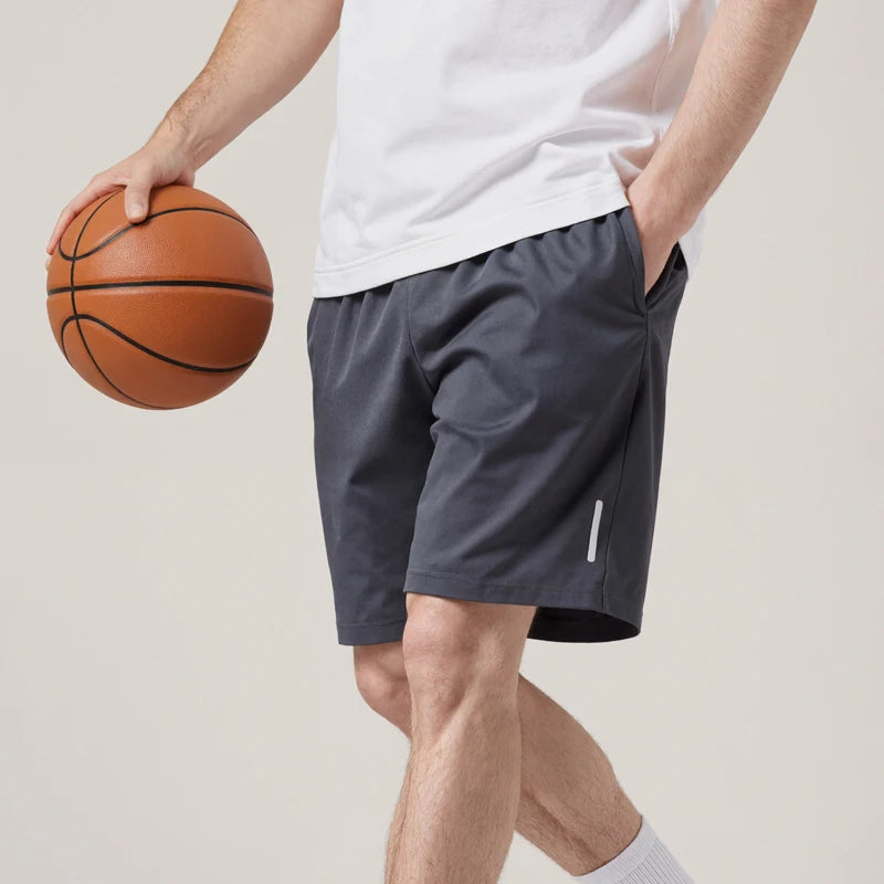 Men's Stretch Drawstring Sports Shorts with Zipper Pockets