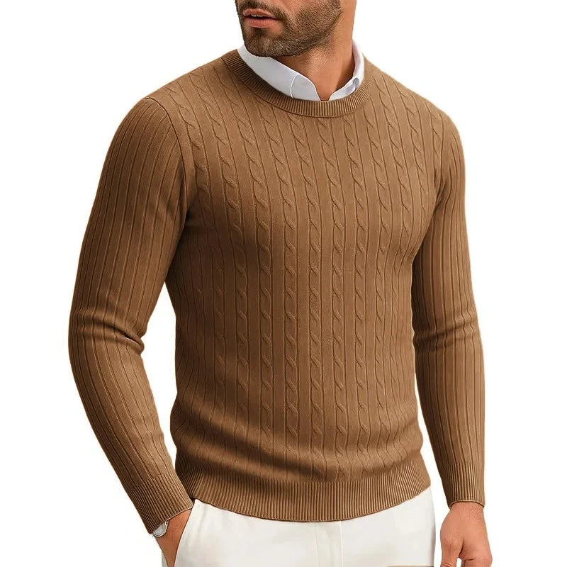 Men's Ribbed Crew Neck Long Sleeve Sweater