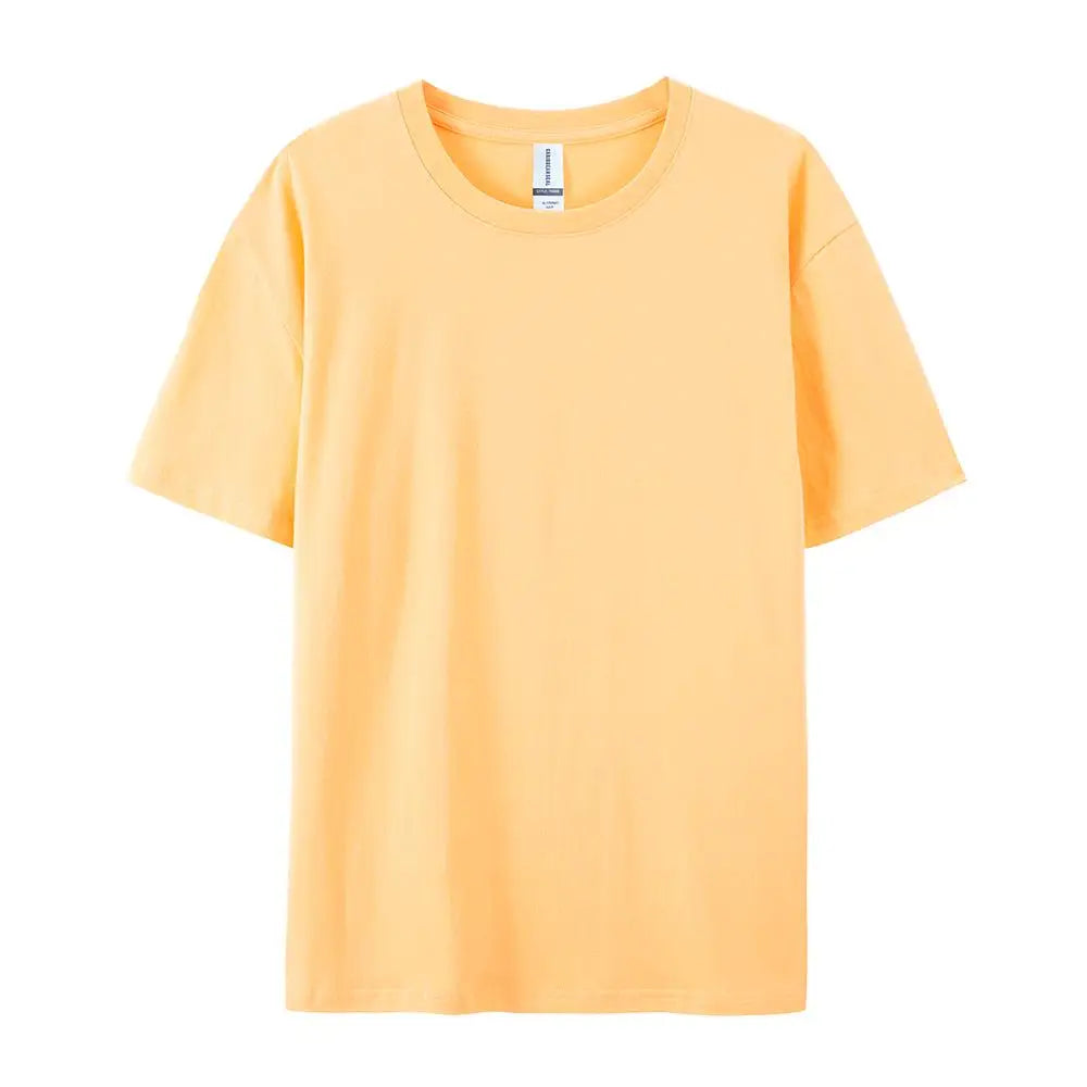 Solid Crew Neck Short Sleeve Cotton Casual T Shirt
