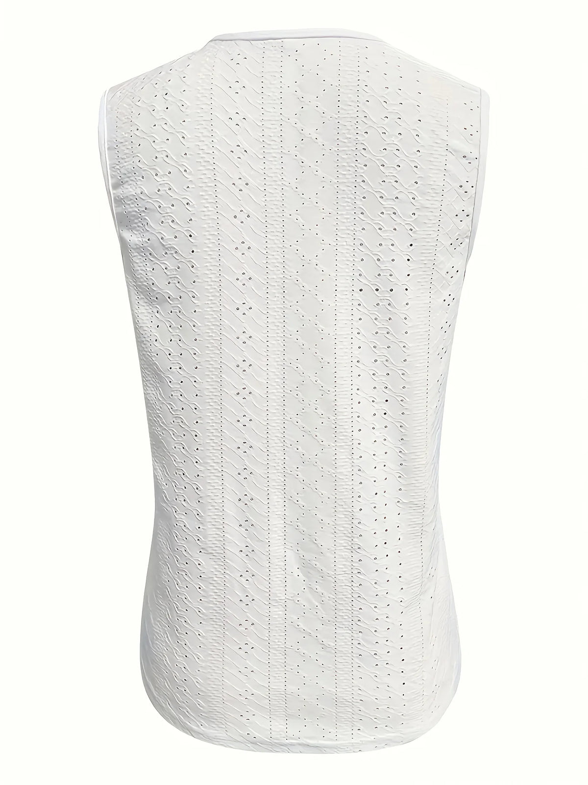 Women's Eyelet Polyester Blend Tank Top with V Neck and Buckle Straps