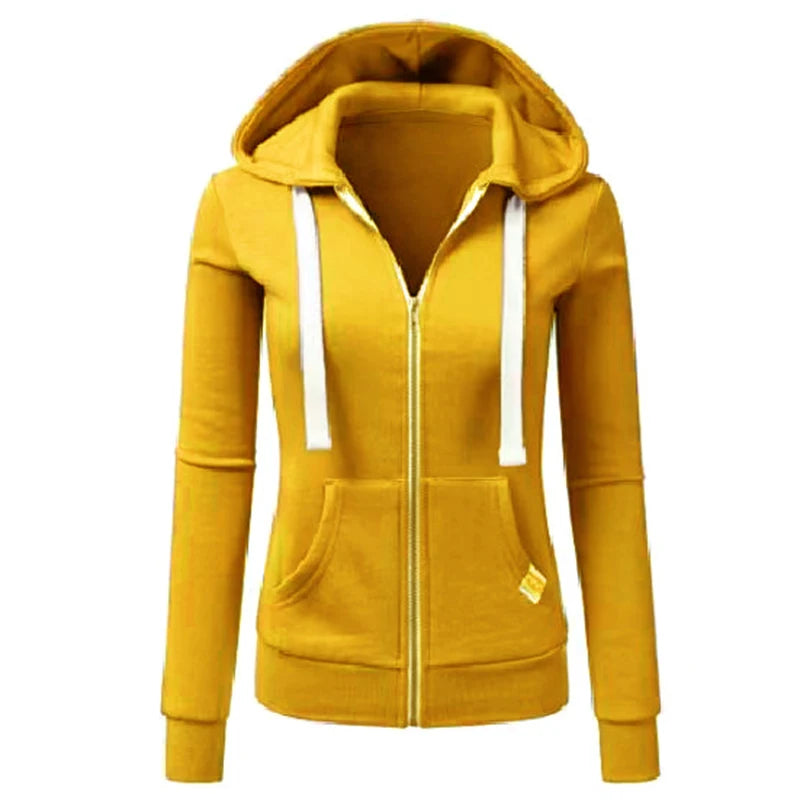 Long Sleeve Full Zip Casual Hooded Sweatshirt for Layering