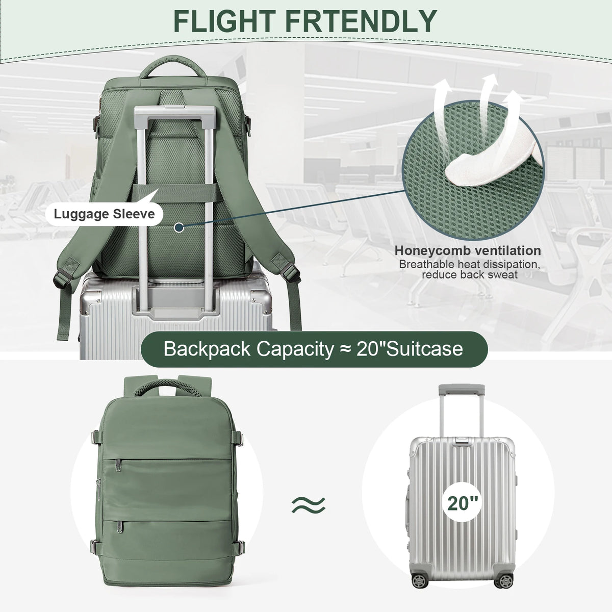 Rectangular Travel Backpack with Front Opening and Shoulder Straps