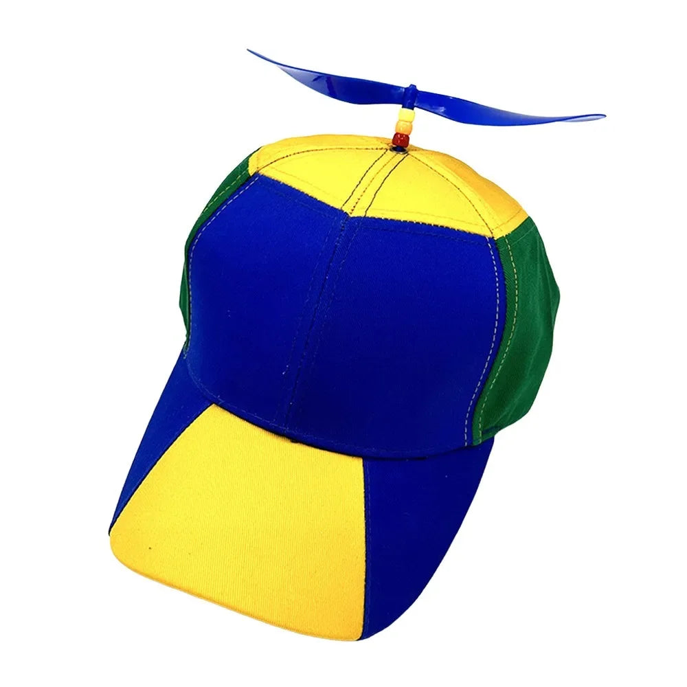 Color Block Baseball Cap with Decorative Top Propeller