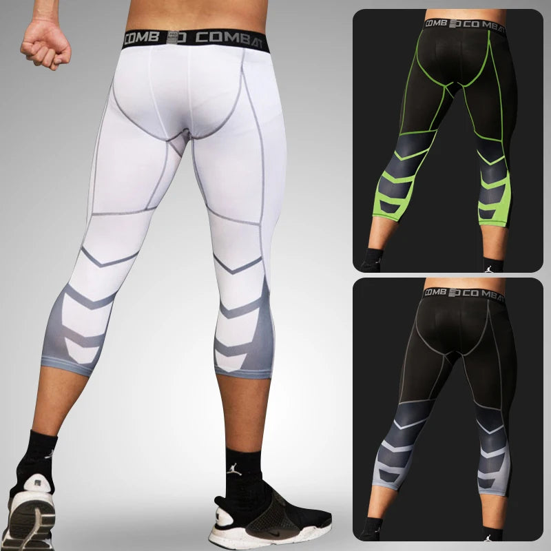 Men's Cropped Training Leggings for Gym and Running