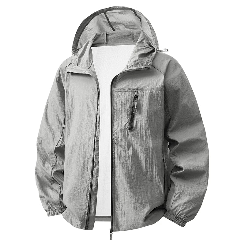 Hooded Long Sleeve Full Zip Outdoor Hiking Jacket with Pockets