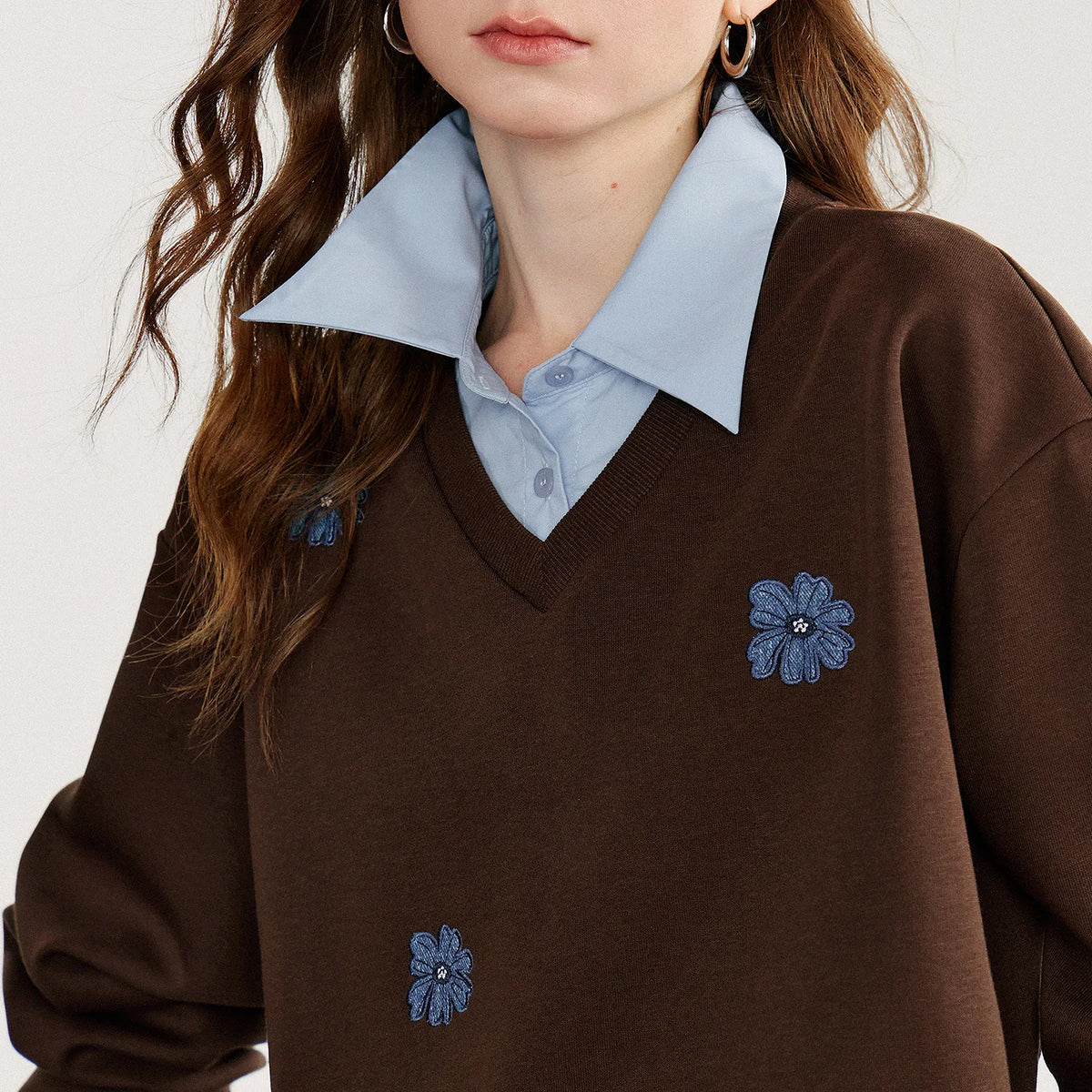 Floral Long Sleeve Pullover Casual Sweatshirt for Layering