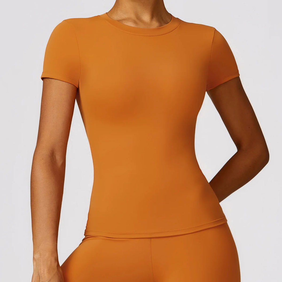 Women's Crew Neck Fitted Short Sleeve T-shirt For Workout Outfits