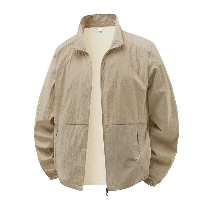 Collared Long Sleeve Full Zip Outdoor Hiking Jacket with Pockets