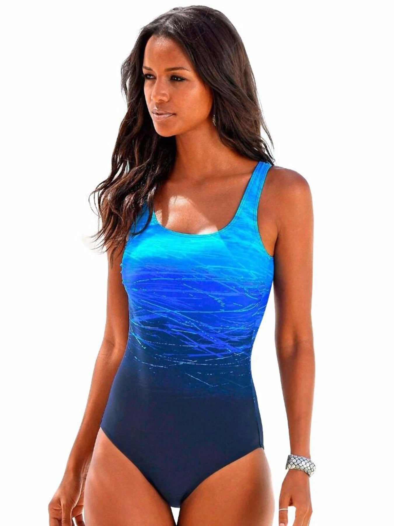 Printed Cross-Back One-Piece Swimsuit