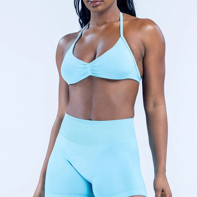 Women's Strappy Bra And Shorts Yoga Set For Workout Outfits
