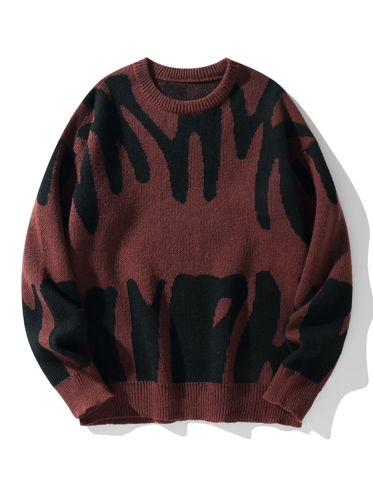 Men's Abstract Pattern Crew Neck Knit Sweater