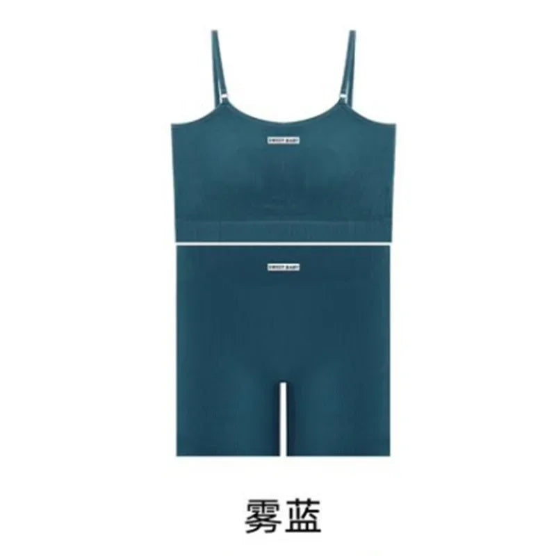Women's Thin Strap Tank And Shorts Yoga Set