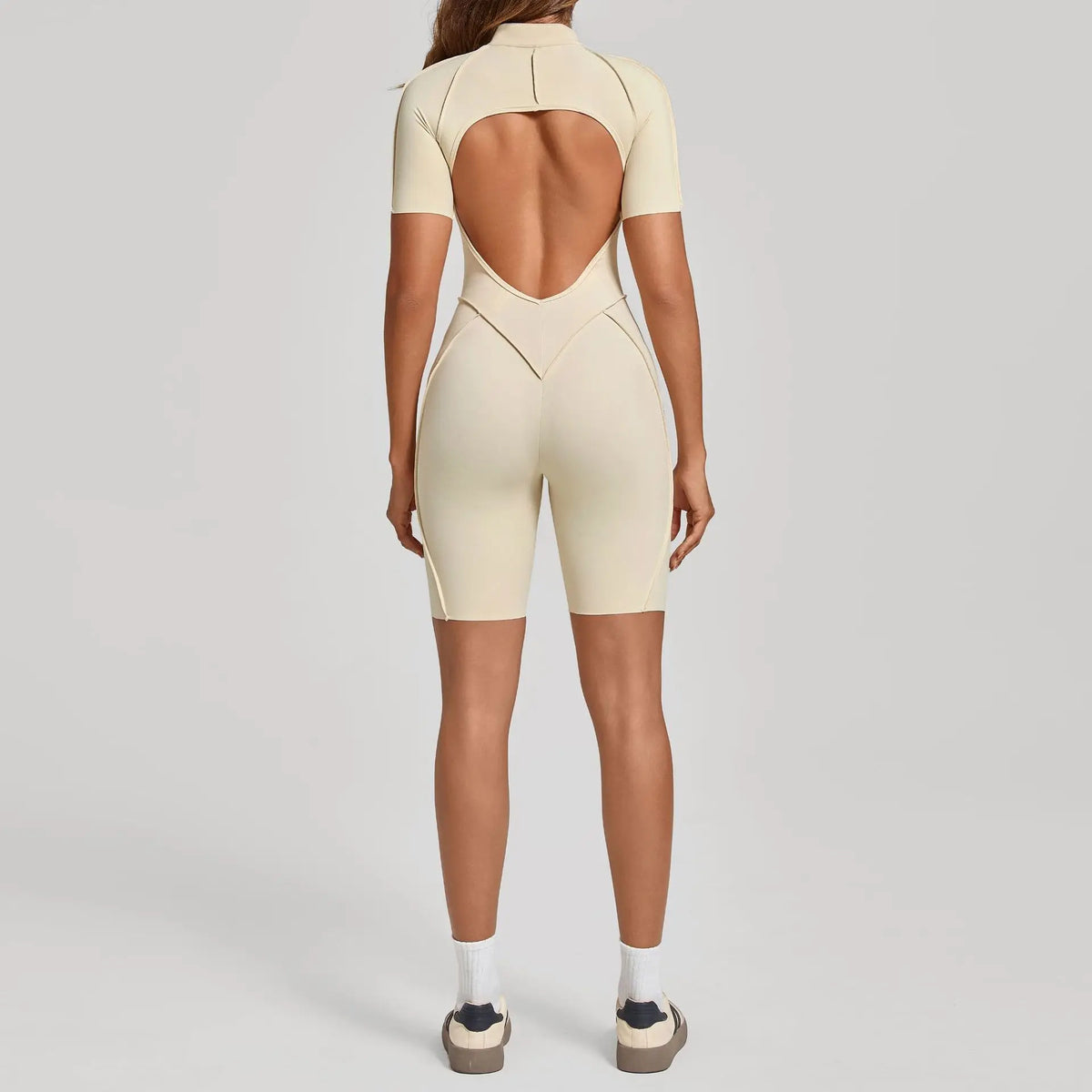 Women's Zip Front Contour Seam Workout One Piece in Long and Short Styles