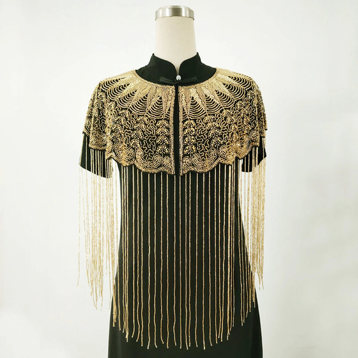 Beaded Long Fringe Cape for Layering over Outfits