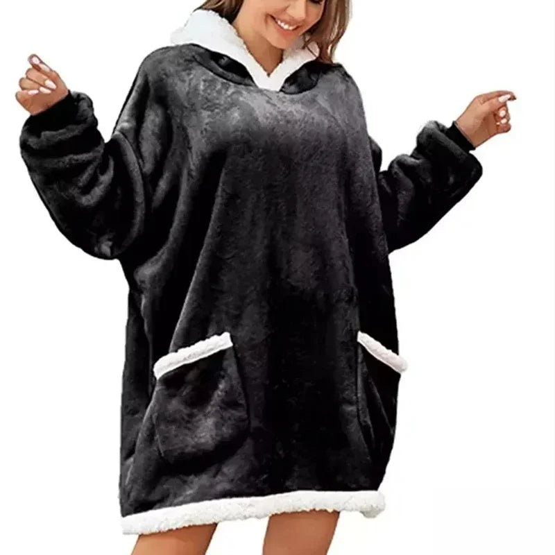 Oversized Fleece Blanket Hoodie with Original Long and Short Styles