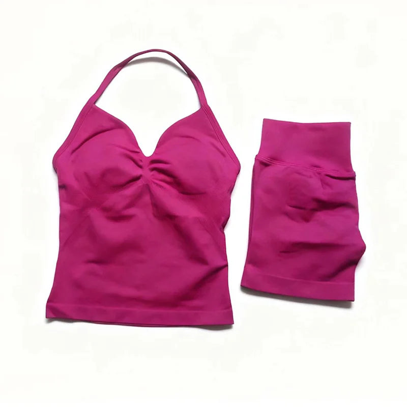 Women's Halter Tank And Shorts Yoga Set For Workout Outfits