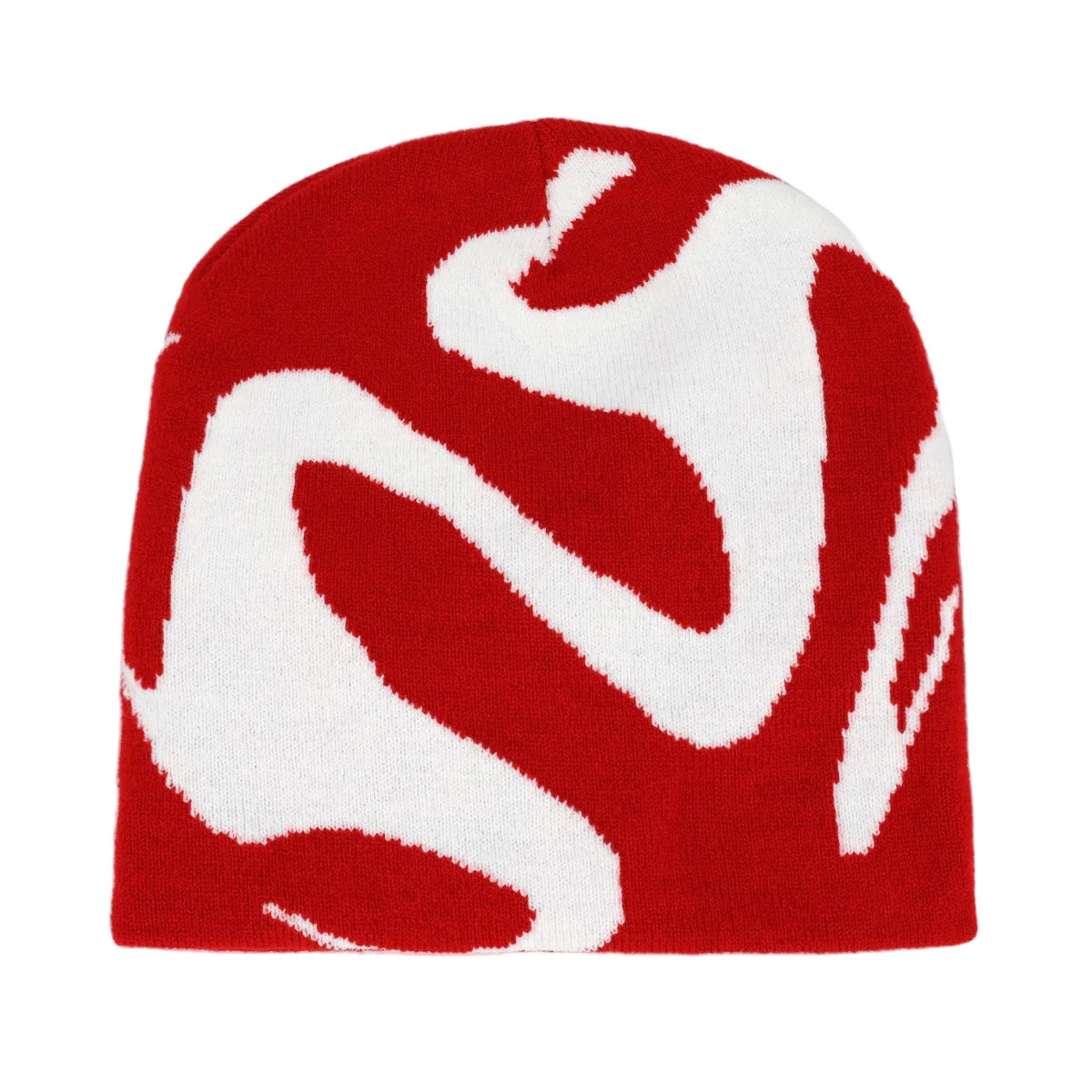 Graphic Knit Beanie with Letter and Pattern Style Options