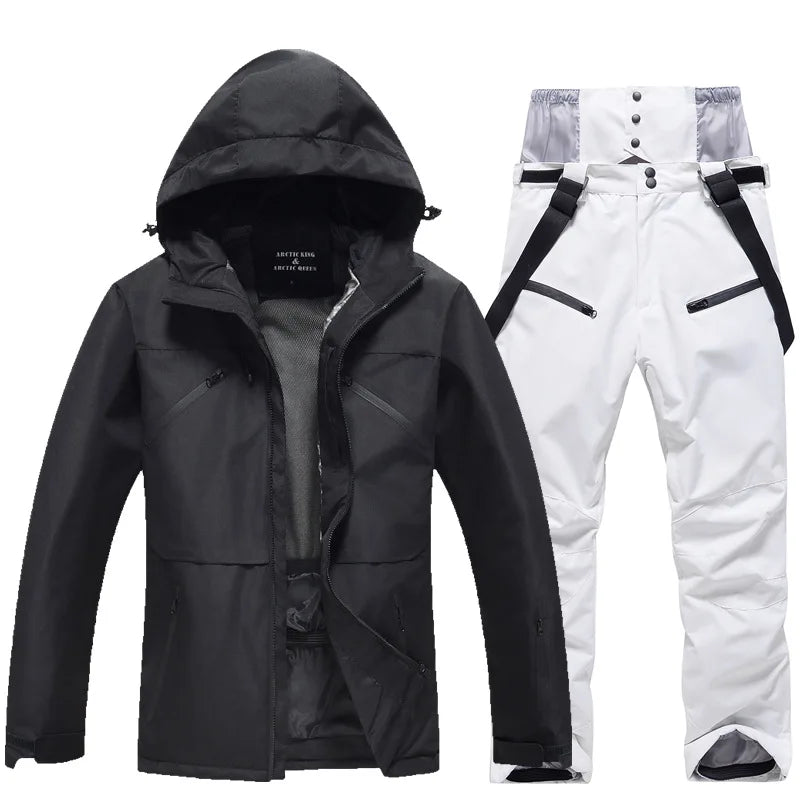 Hooded Ski Jacket and Pants Clothing Set with Style Options