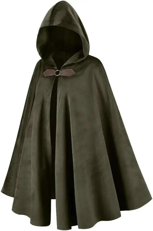 Velvet Hooded Clasp Front Cape for Layering over Outfits
