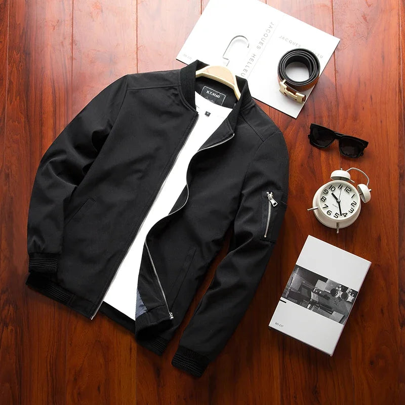 Long Sleeve Casual Streetwear Jacket with Front Closure and Pockets