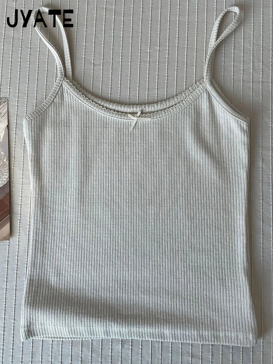 Women's Lace Trim Cotton Blend Camisole with Bow and Mixed Pattern Options