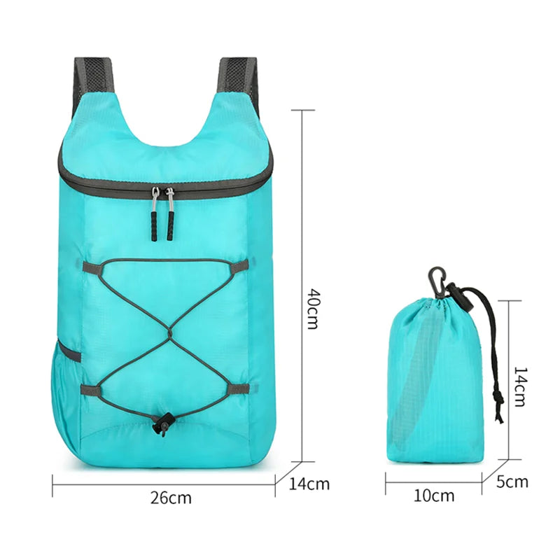 Foldable Travel Backpack with Front Cord Detail and Side Pockets