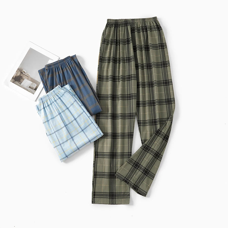 Men's Patterned Elastic Waist Straight Leg Pajama Pants