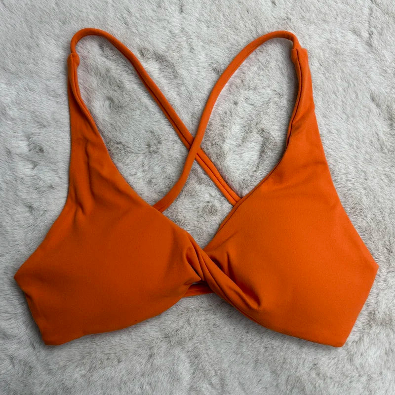 Women's V Neck Cross Back Sports Bra