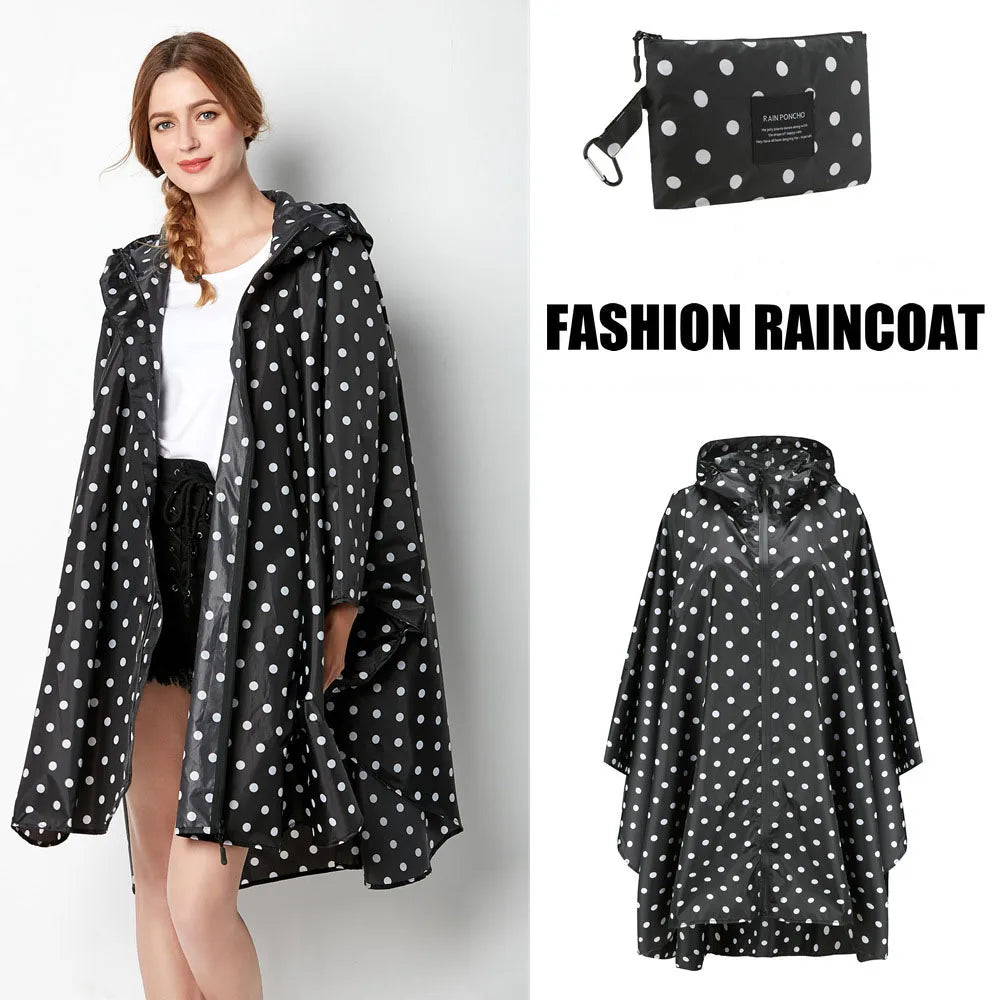 Hooded Printed Poncho for Layering over Tops and Dresses