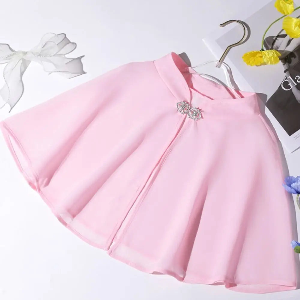 Clasp Front Chiffon Capelet for Layering over Dresses and Tops