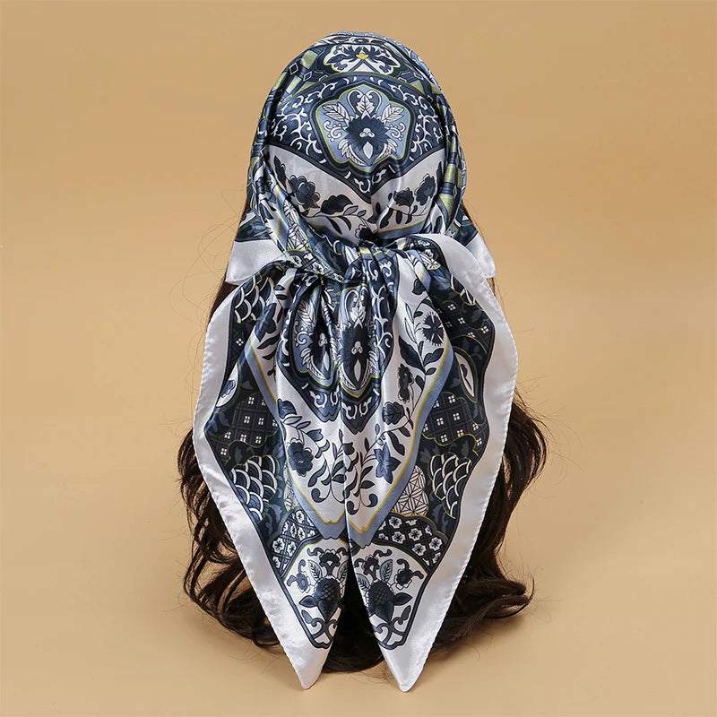 Printed Square Scarf with Ornate Paisley Pattern Options