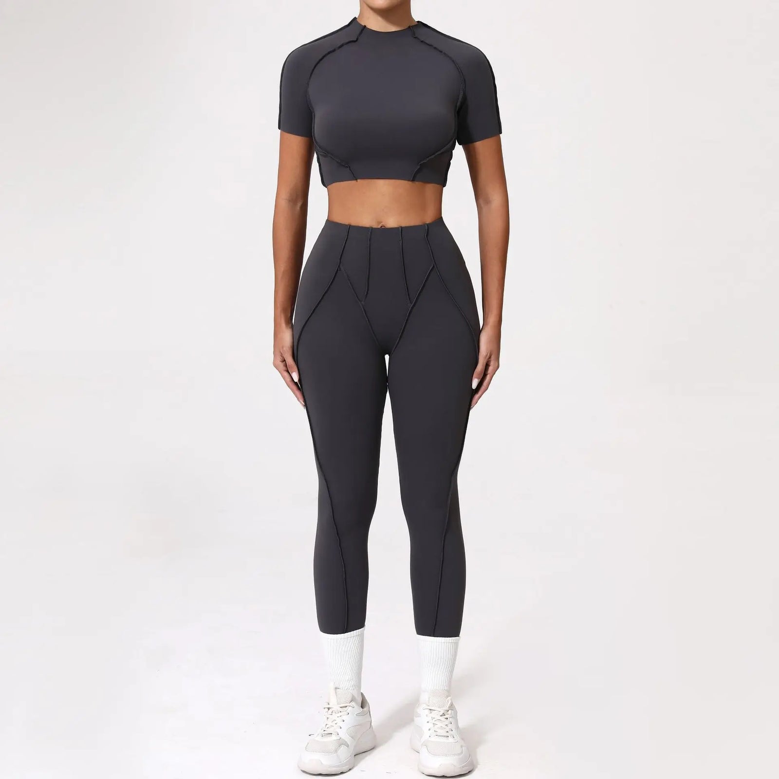 Women's Contrast Seam Bra And Leggings Yoga Set