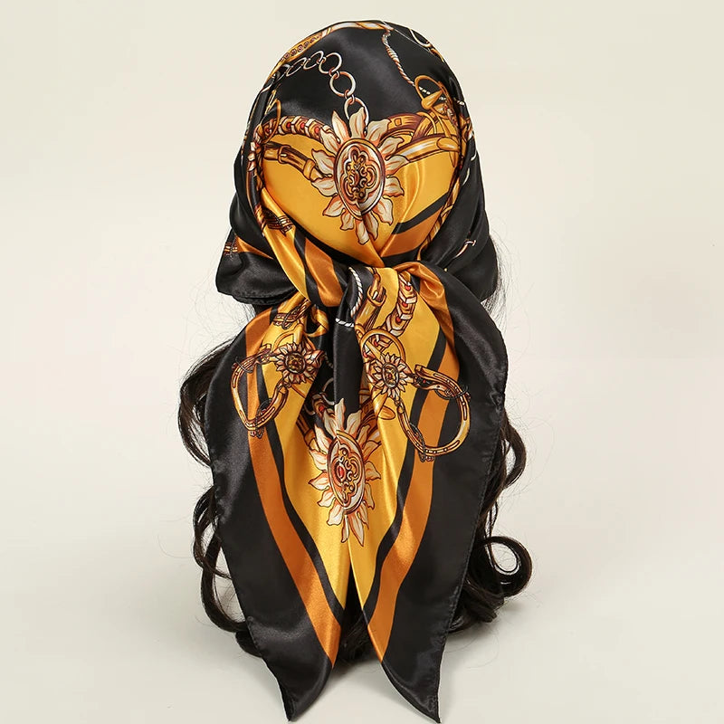 Printed Square Scarf with Ornate Paisley Pattern Options